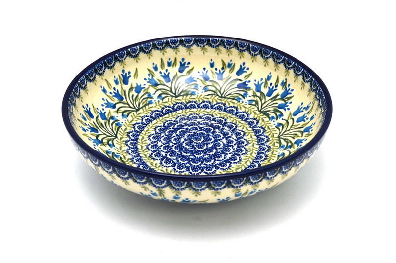 2 3/8"H x 8 3/4"W
 Polish Pottery Bowl - Contemporary - Medium (9") - Blue Bells B91-1432a (2 3/8"H x 8 3/4"W
)