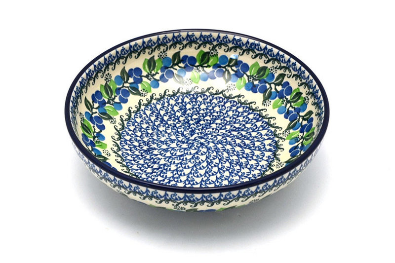 2 3/8"H x 8 3/4"W
 Polish Pottery Bowl - Contemporary - Medium (9") - Blue Berries B91-1416a (2 3/8"H x 8 3/4"W
)