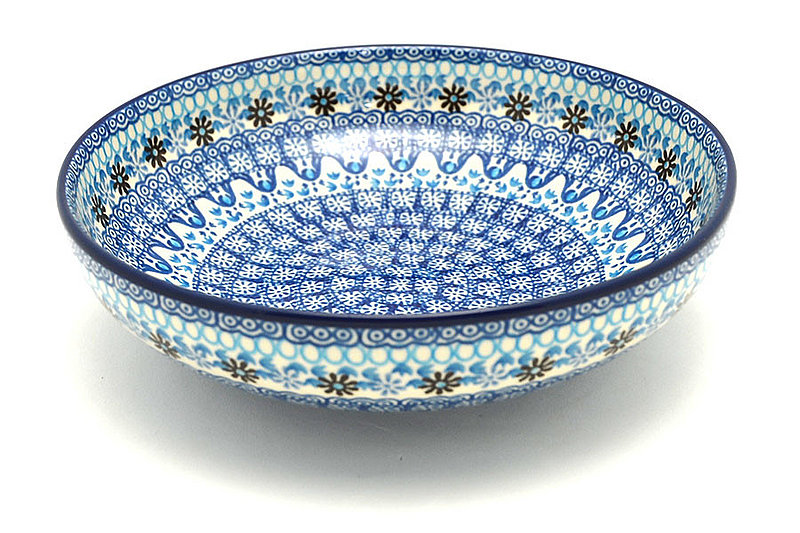 2 3/8"H x 8 3/4"W
 Polish Pottery Bowl - Contemporary - Medium (9") - Blue Yonder B91-2187a (2 3/8"H x 8 3/4"W
)