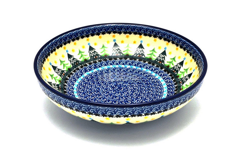 2 3/8"H x 8 3/4"W
 Polish Pottery Bowl - Contemporary - Medium (9") - Christmas Trees B91-1284a (2 3/8"H x 8 3/4"W
)