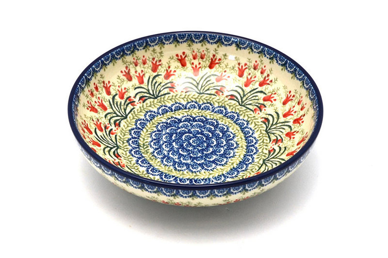 2 3/8"H x 8 3/4"W
 Polish Pottery Bowl - Contemporary - Medium (9") - Crimson Bells B91-1437a (2 3/8"H x 8 3/4"W
)