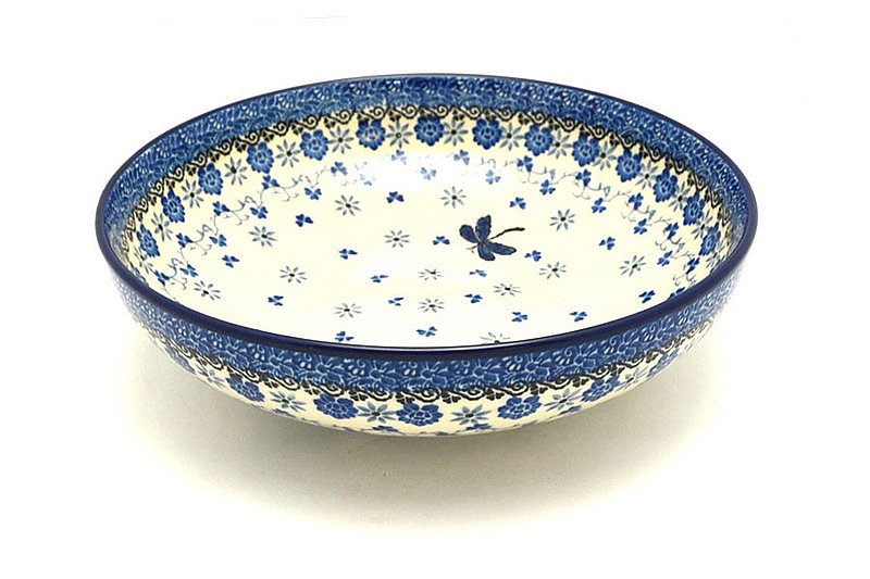 2 3/8"H x 8 3/4"W
 Polish Pottery Bowl - Contemporary - Medium (9") - Dragonfly B91-2009a (2 3/8"H x 8 3/4"W
)