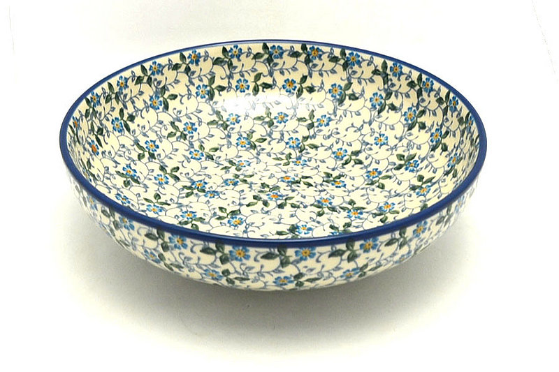 2 3/8"H x 8 3/4"W
 Polish Pottery Bowl - Contemporary - Medium (9") - Forget-Me-Knot B91-2089a (2 3/8"H x 8 3/4"W
)