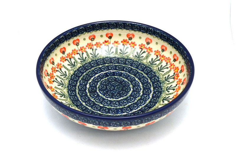 2 3/8"H x 8 3/4"W
 Polish Pottery Bowl - Contemporary - Medium (9") - Peach Spring Daisy B91-560a (2 3/8"H x 8 3/4"W
)