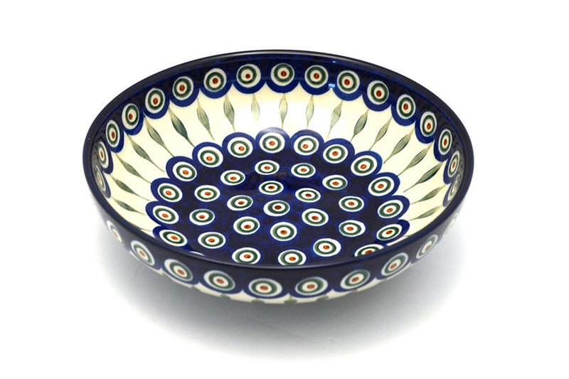 2 3/8"H x 8 3/4"W
 Polish Pottery Bowl - Contemporary - Medium (9") - Peacock B91-054a (2 3/8"H x 8 3/4"W
)