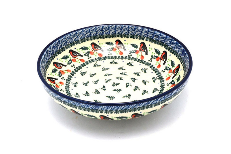 2 3/8"H x 8 3/4"W
 Polish Pottery Bowl - Contemporary - Medium (9") - Red Robin B91-1257a (2 3/8"H x 8 3/4"W
)