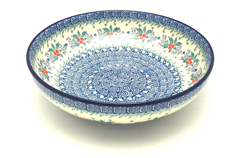 2 3/8"H x 8 3/4"W
 Polish Pottery Bowl - Contemporary - Medium (9") - Winter Holly B91-2973a (2 3/8"H x 8 3/4"W
)