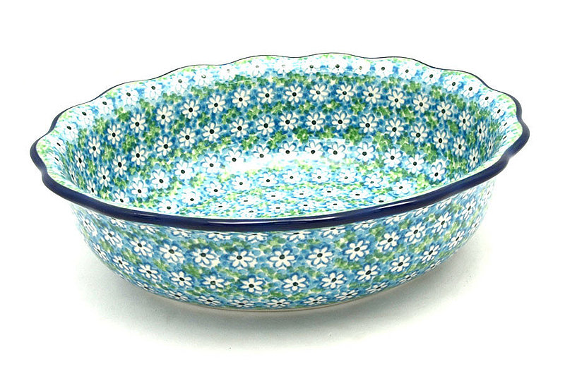 2 7/8"H x 7 5/8"W x 9 3/8"L
 Polish Pottery Bowl - Fluted Oval - Key Lime D78-2252a (2 7/8"H x 7 5/8"W x 9 3/8"L
)