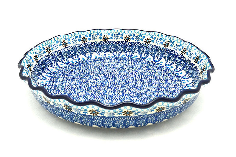 2"H x 10"W
 Polish Pottery Baker - Pie Dish - Fluted - Blue Yonder 636-2187a (2"H x 10"W
)