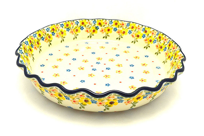 2"H x 10"W
 Polish Pottery Baker - Pie Dish - Fluted - Buttercup 636-2225a (2"H x 10"W
)