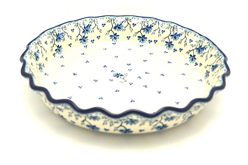 2"H x 10"W
 Polish Pottery Baker - Pie Dish - Fluted - Clover Field 636-2524a (2"H x 10"W
)