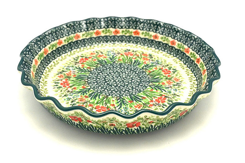 2"H x 10"W
 Polish Pottery Baker - Pie Dish - Fluted - Unikat Signature U4335 636-U4335 (2"H x 10"W
)