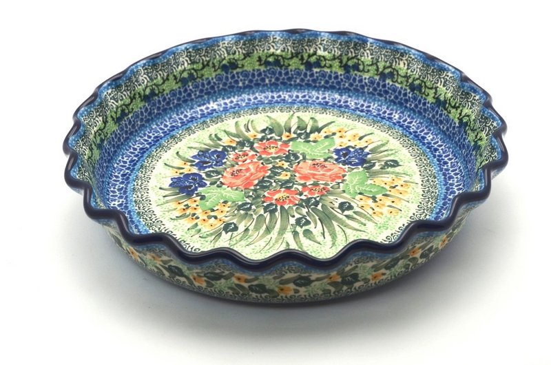 2"H x 10"W
 Polish Pottery Baker - Pie Dish - Fluted - Unikat Signature U4400 636-U4400 (2"H x 10"W
)