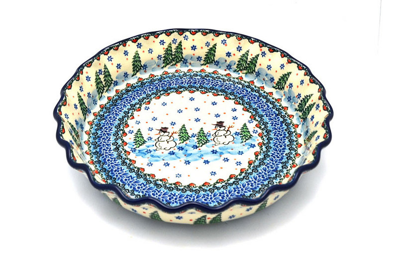 2"H x 10"W
 Polish Pottery Baker - Pie Dish - Fluted - Unikat Signature U4661 636-U4661 (2"H x 10"W
)