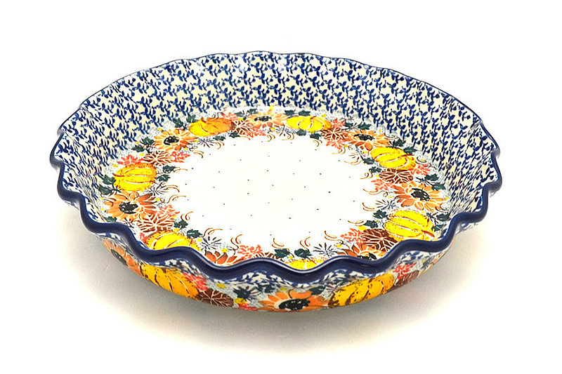 2"H x 10"W
 Polish Pottery Baker - Pie Dish - Fluted - Unikat Signature U4741 636-U4741 (2"H x 10"W
)