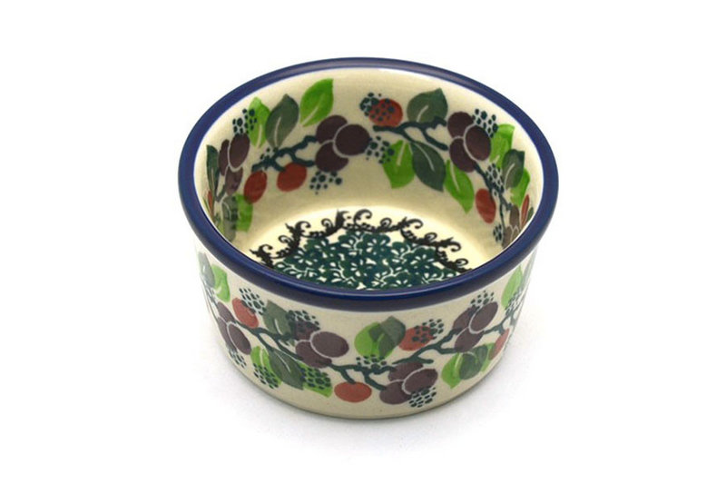 2"H x 3 3/4"W
 Polish Pottery Ramekin - Burgundy Berry Green 409-1415a (2"H x 3 3/4"W
)