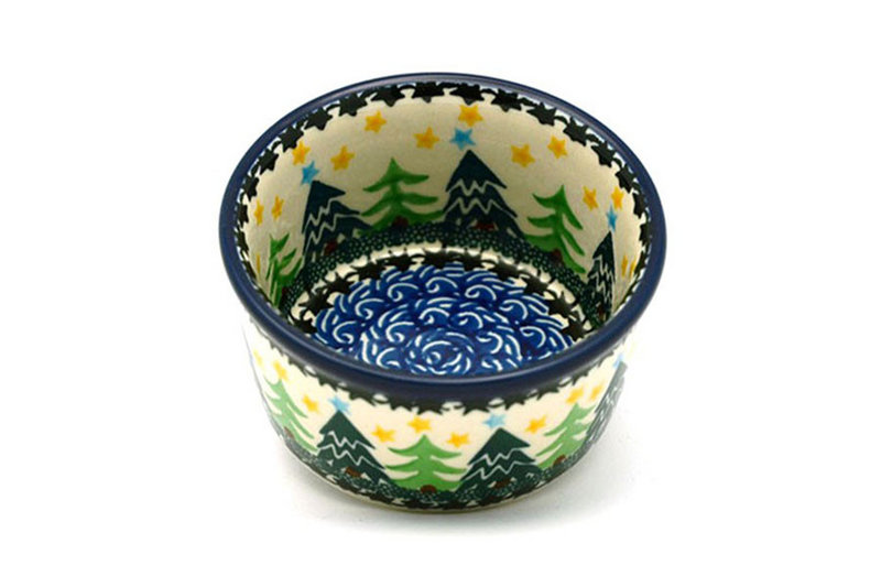2"H x 3 3/4"W
 Polish Pottery Ramekin - Christmas Trees 409-1284a (2"H x 3 3/4"W
)