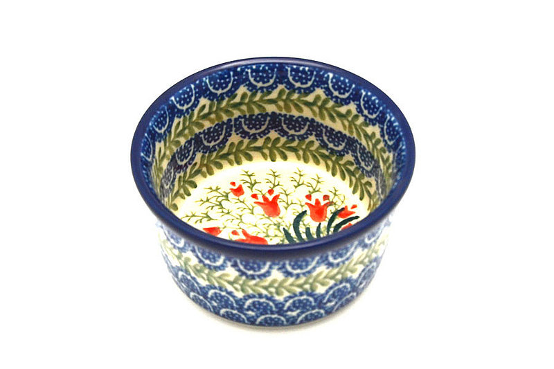 2"H x 3 3/4"W
 Polish Pottery Ramekin - Crimson Bells 409-1437a (2"H x 3 3/4"W
)