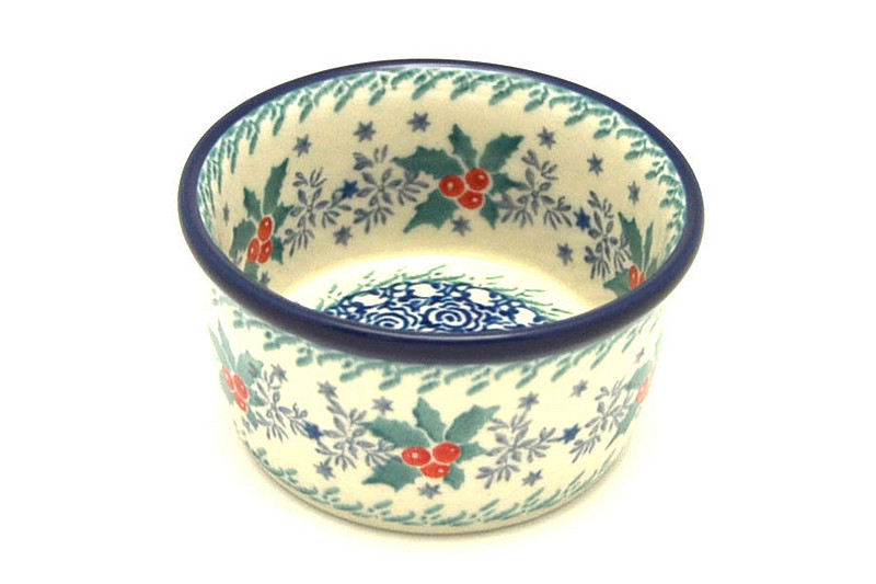 2"H x 3 3/4"W
 Polish Pottery Ramekin - Winter Holly 409-2973a (2"H x 3 3/4"W
)