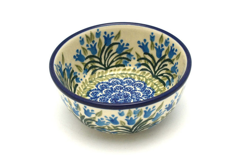 2"H x 4 3/4"W.
 Polish Pottery Bowl - Ice Cream/Dessert - Blue Bells 017-1432a (2"H x 4 3/4"W.
)