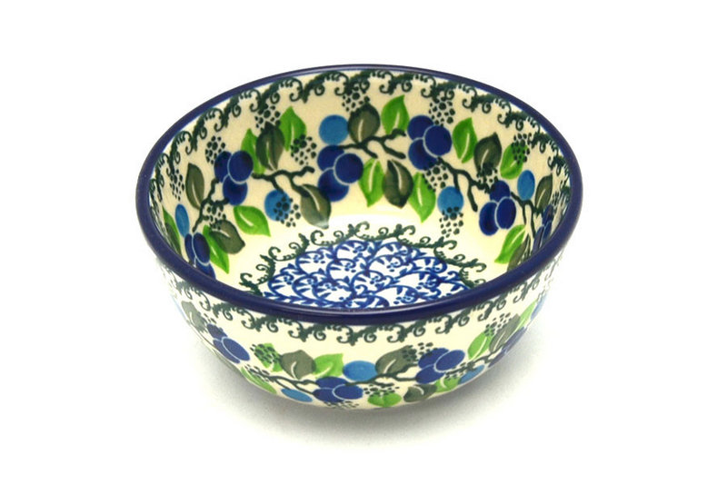 2"H x 4 3/4"W.
 Polish Pottery Bowl - Ice Cream/Dessert - Blue Berries 017-1416a (2"H x 4 3/4"W.
)