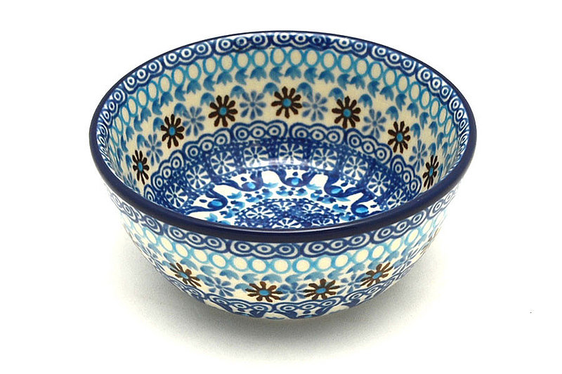 2"H x 4 3/4"W.
 Polish Pottery Bowl - Ice Cream/Dessert - Blue Yonder 017-2187a (2"H x 4 3/4"W.
)