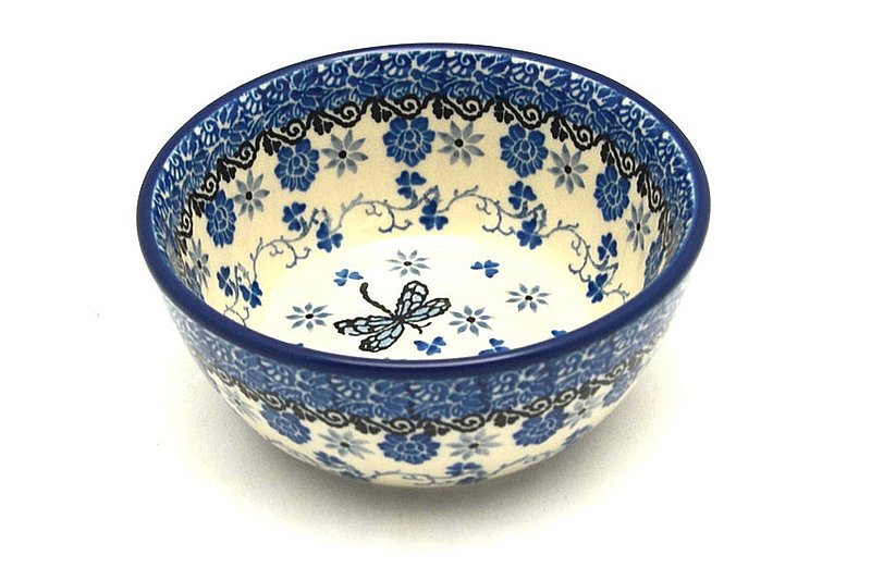2"H x 4 3/4"W.
 Polish Pottery Bowl - Ice Cream/Dessert - Dragonfly 017-2009a (2"H x 4 3/4"W.
)