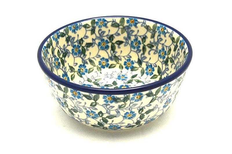 2"H x 4 3/4"W.
 Polish Pottery Bowl - Ice Cream/Dessert - Forget-Me-Knot 017-2089a (2"H x 4 3/4"W.
)