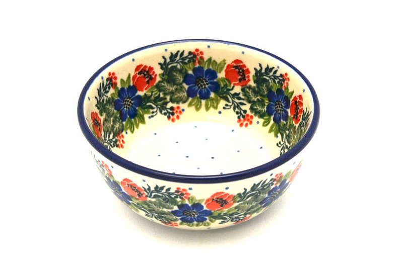 2"H x 4 3/4"W.
 Polish Pottery Bowl - Ice Cream/Dessert - Garden Party 017-1535a (2"H x 4 3/4"W.
)