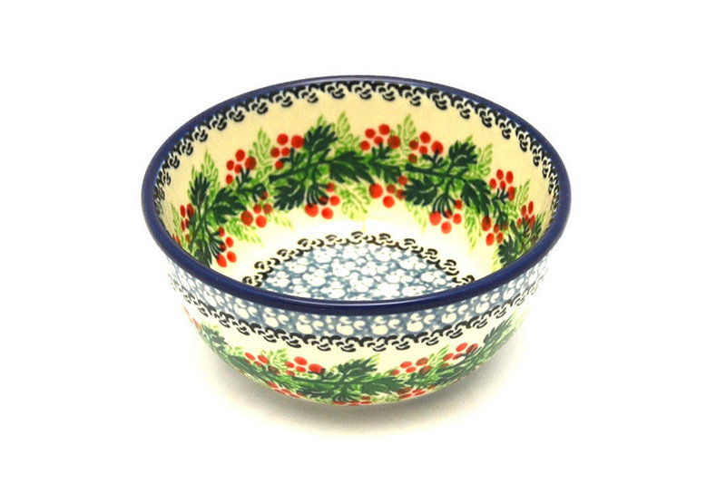 2"H x 4 3/4"W.
 Polish Pottery Bowl - Ice Cream/Dessert - Holly Berry 017-1734a (2"H x 4 3/4"W.
)