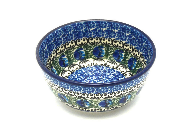 2"H x 4 3/4"W.
 Polish Pottery Bowl - Ice Cream/Dessert - Peacock Feather 017-1513a (2"H x 4 3/4"W.
)