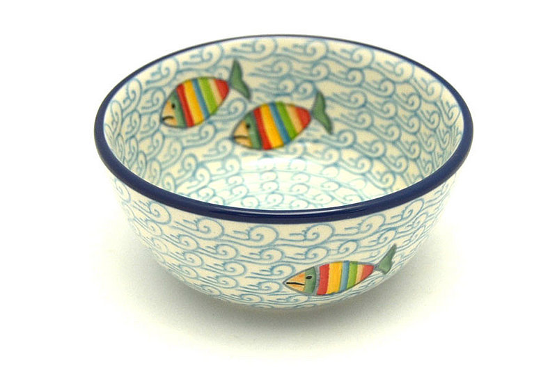 2"H x 4 3/4"W.
 Polish Pottery Bowl - Ice Cream/Dessert - Rainbow Fish 017-2540a (2"H x 4 3/4"W.
)