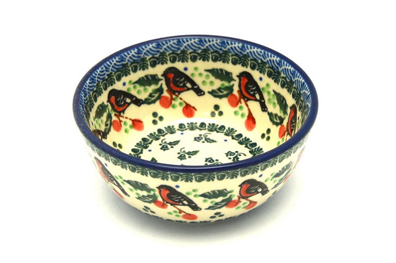 2"H x 4 3/4"W.
 Polish Pottery Bowl - Ice Cream/Dessert - Red Robin 017-1257a (2"H x 4 3/4"W.
)