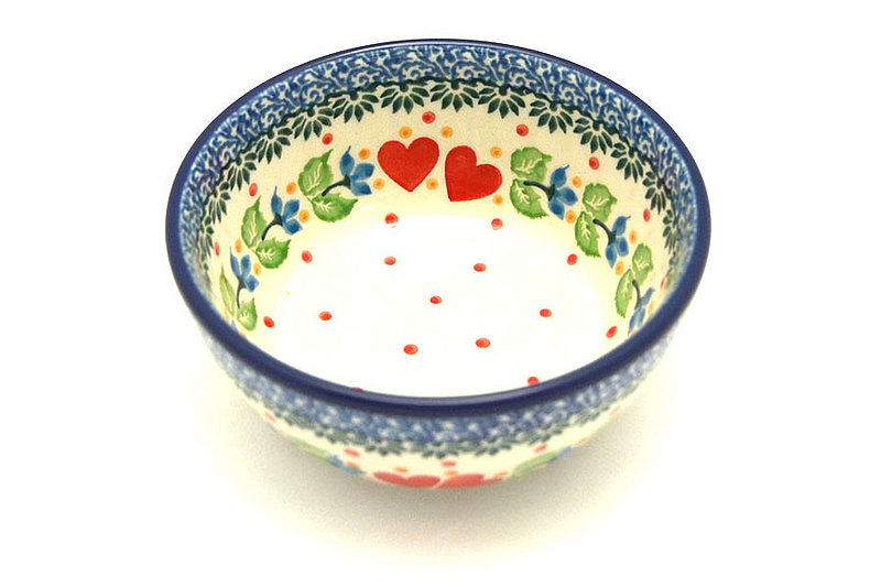 2"H x 4 3/4"W.
 Polish Pottery Bowl - Ice Cream/Dessert - Sweet Hearts 017-2732a (2"H x 4 3/4"W.
)