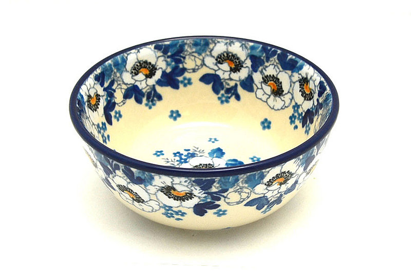 2"H x 4 3/4"W.
 Polish Pottery Bowl - Ice Cream/Dessert - White Poppy 017-2222a (2"H x 4 3/4"W.
)