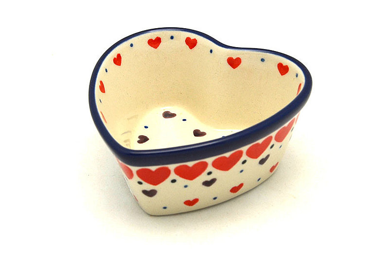 2"H x 4"W x 4"L
 Polish Pottery Ramekin - Heart - Love Struck A45-2108a (2"H x 4"W x 4"L
)