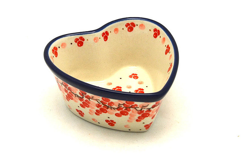 2"H x 4"W x 4"L
 Polish Pottery Ramekin - Heart - Pink Peppercorn A45-2387a (2"H x 4"W x 4"L
)