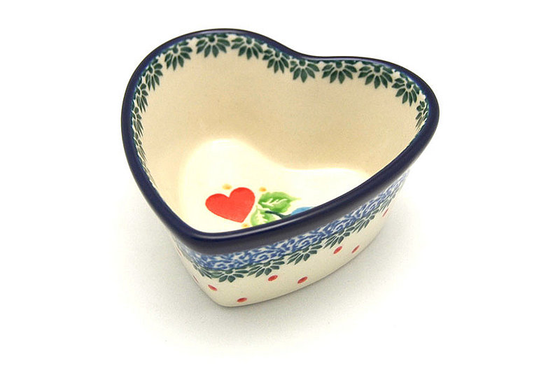 2"H x 4"W x 4"L
 Polish Pottery Ramekin - Heart - Sweet Hearts A45-2732a (2"H x 4"W x 4"L
)