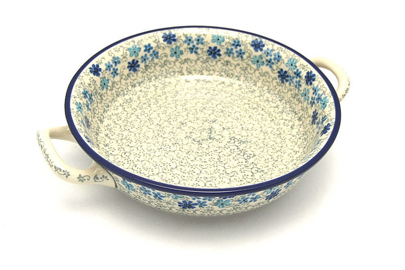 2"H x 8"W x 10"L (at handles)
 Polish Pottery Baker - Round with Handles - 8" - Sea Blossom 419-2612a (2"H x 8"W x 10"L (at handles)
)
