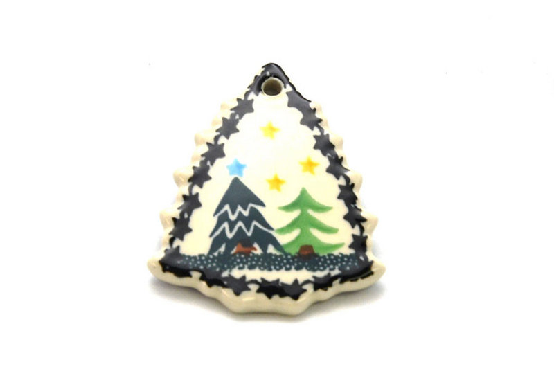 3/16"H x 2 3/8"W x 2 3/4"L
 Polish Pottery Ornament - Christmas Tree - Christmas Trees A87-1284a (3/16"H x 2 3/8"W x 2 3/4"L
)
