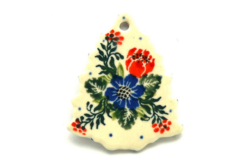3/16"H x 2 3/8"W x 2 3/4"L
 Polish Pottery Ornament - Christmas Tree - Garden Party A87-1535a (3/16"H x 2 3/8"W x 2 3/4"L
)