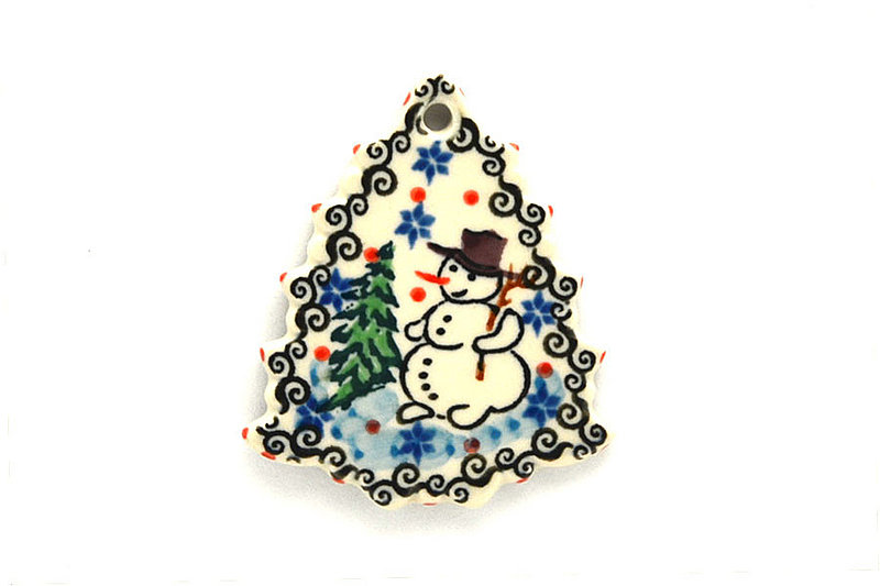 3/16"H x 2 3/8"W x 2 3/4"L
 Polish Pottery Ornament - Christmas Tree - Unikat Signature - U4661 A87-U4661 (3/16"H x 2 3/8"W x 2 3/4"L
)