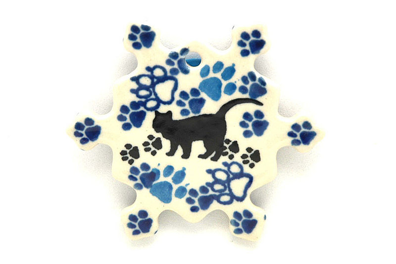 3/16"H x 3"W x 3"L
 Polish Pottery Ornament - Snowflake - Boo Boo Kitty A88-1771a (3/16"H x 3"W x 3"L
)