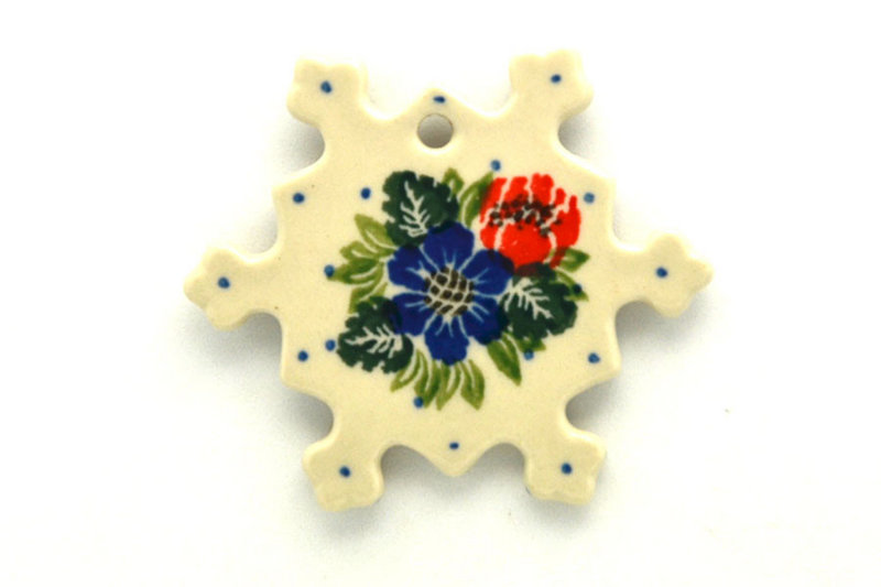 3/16"H x 3"W x 3"L
 Polish Pottery Ornament - Snowflake - Garden Party A88-1535a (3/16"H x 3"W x 3"L
)