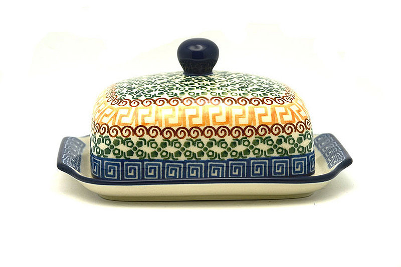 3 1/2"H x 5 - 5 1/4"W x 6 3/4 - 7"L
 Polish Pottery Butter Dish - Autumn 295-050a (3 1/2"H x 5 - 5 1/4"W x 6 3/4 - 7"L
)