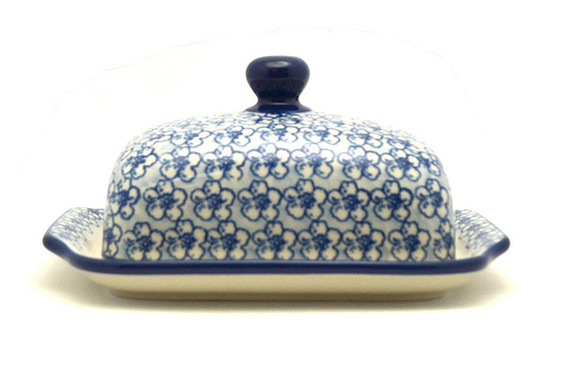 3 1/2"H x 5 - 5 1/4"W x 6 3/4 - 7"L
 Polish Pottery Butter Dish - Daisy Flurry 295-2176a (3 1/2"H x 5 - 5 1/4"W x 6 3/4 - 7"L
)