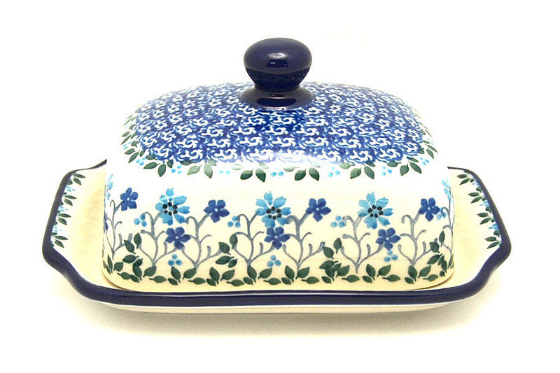 3 1/2"H x 5 - 5 1/4"W x 6 3/4 - 7"L
 Polish Pottery Butter Dish - Georgia Blue 295-2785a (3 1/2"H x 5 - 5 1/4"W x 6 3/4 - 7"L
)