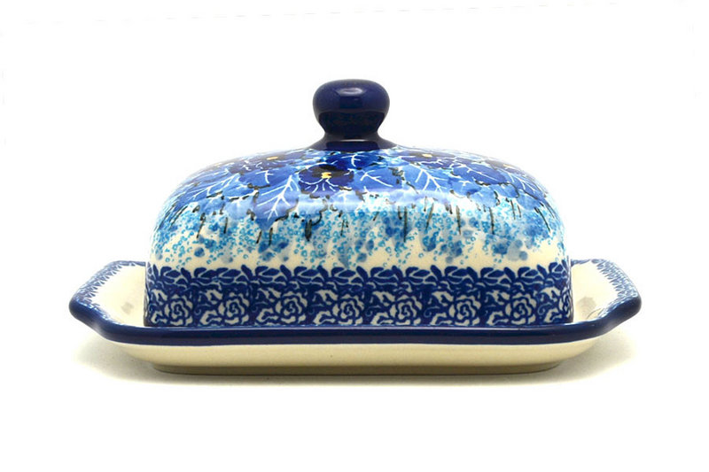 3 1/2"H x 5 - 5 1/4"W x 6 3/4 - 7"L
 Polish Pottery Butter Dish - Unikat Signature - U3639 295-U3639 (3 1/2"H x 5 - 5 1/4"W x 6 3/4 - 7"L
)