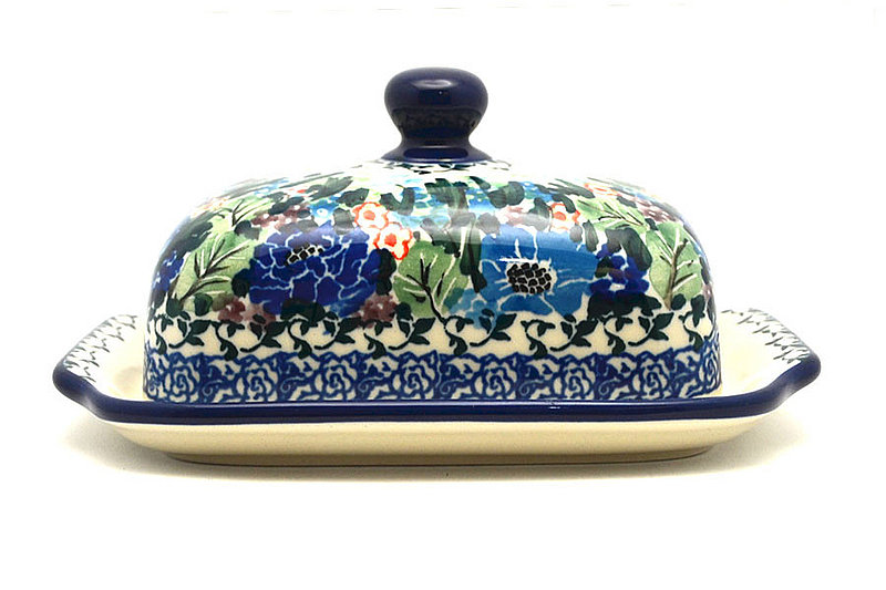 3 1/2"H x 5 - 5 1/4"W x 6 3/4 - 7"L
 Polish Pottery Butter Dish - Unikat Signature - U4572 295-U4572 (3 1/2"H x 5 - 5 1/4"W x 6 3/4 - 7"L
)