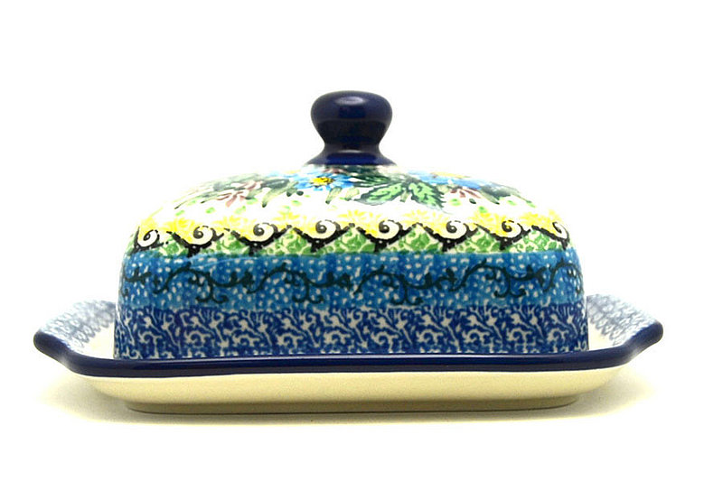 3 1/2"H x 5 - 5 1/4"W x 6 3/4 - 7"L
 Polish Pottery Butter Dish - Unikat Signature - U4613 295-U4613 (3 1/2"H x 5 - 5 1/4"W x 6 3/4 - 7"L
)